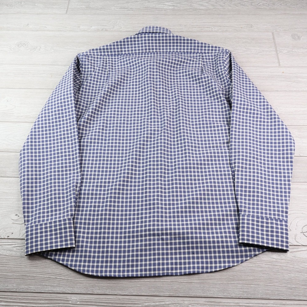 Wool & Prince Slim Merino Wool Gingham Shirt Men's M Blue White - Picture 5 of 11